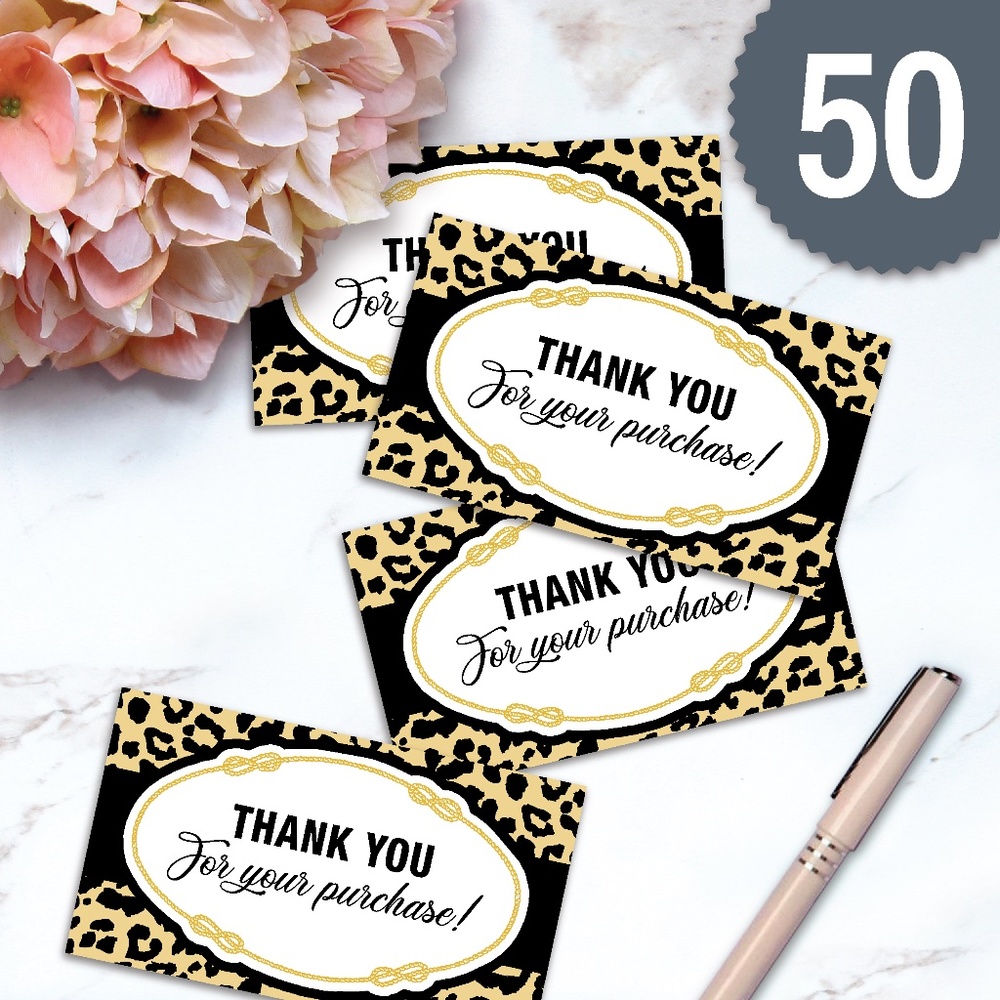 Leopard Print Thank You Card & Sticker Combo (50) - Picture 2 of 4
